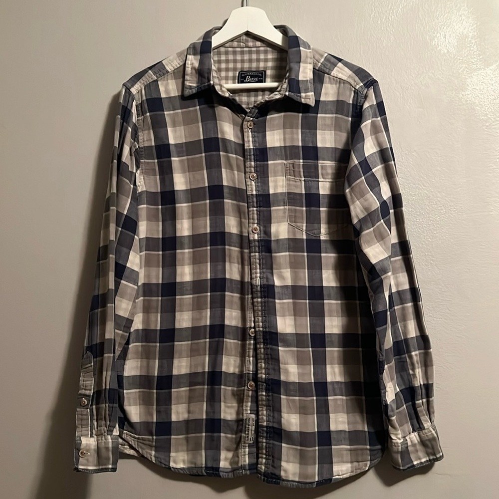 Bass - Blue and grey Shirt bottom down long Comfortable, reversible, cotton ☀️